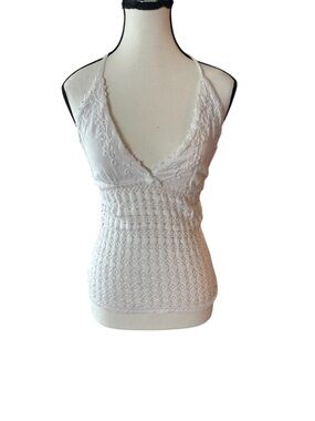 White Crochet Halter Camisole Top